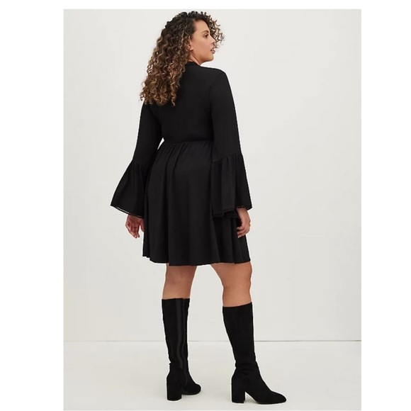 NWT TORRID MOCK NECK MINI SKATER DRESS - JERSEY BLACK - Picture 3 of 6